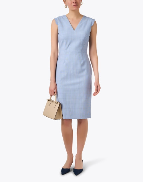 Docia Women's Blue Checked Wool Formal Dress