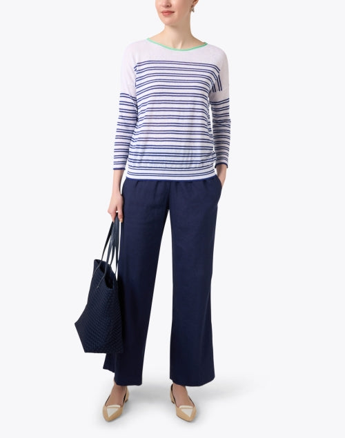 Elliot Lauren's Navy Wide-Leg Linen Blend Pull-On Pants - Comfort and Style