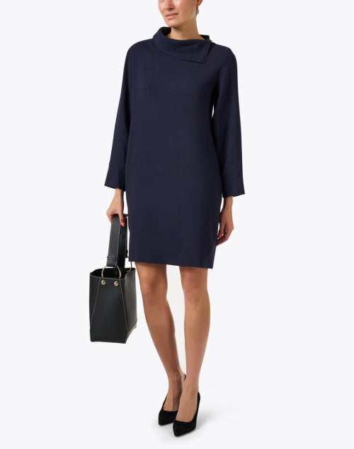 Navy Wool Minimalist Shift Dress from Malawi