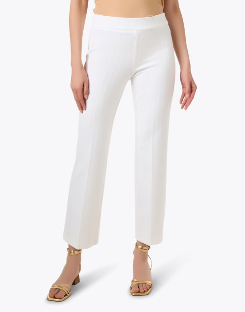 Stylish Faith White Textured Stretch Knit Straight Leg Pant
