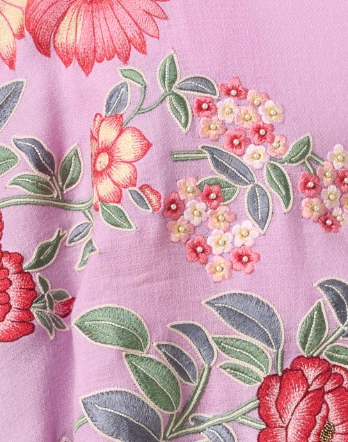 Stylish Lilac and Peony Decorated Woolen Scarf for Women's Fashion