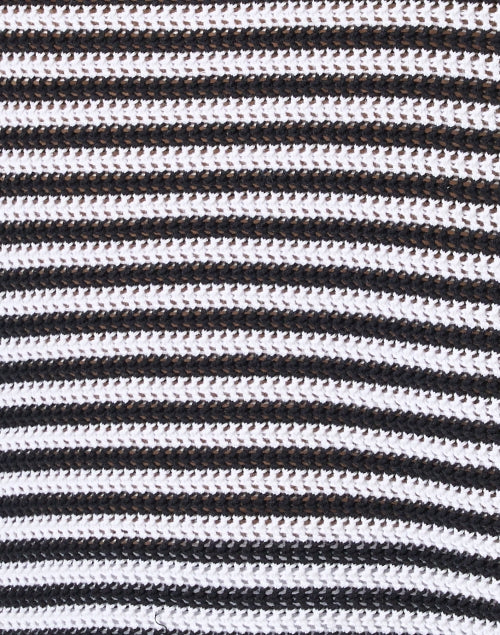 Stylish Black-and-White Striped 100% Cotton Sweater with Scallop Trim