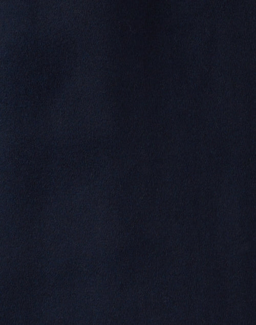 Stylish Navy Wool and Cashmere Blend Open - Front Coat