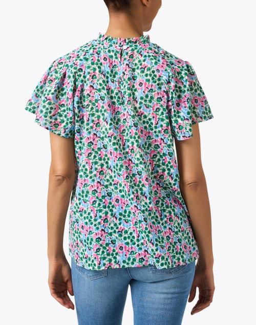 Happy Floral Print Lightweight Cotton Short - Sleeve Top