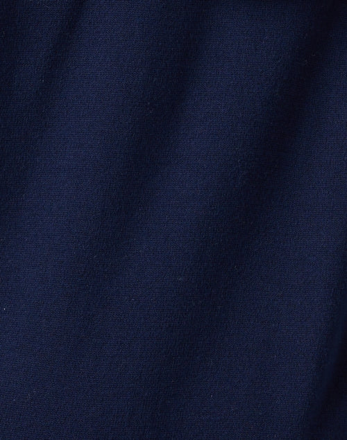 Navy Knit Cardigan with Contrast Stitch and Relaxed Hood