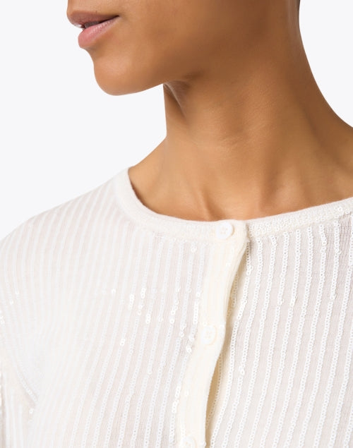 Gorgeous Ivory Sequin - Trimmed 100% Wool Aspen Cardigan