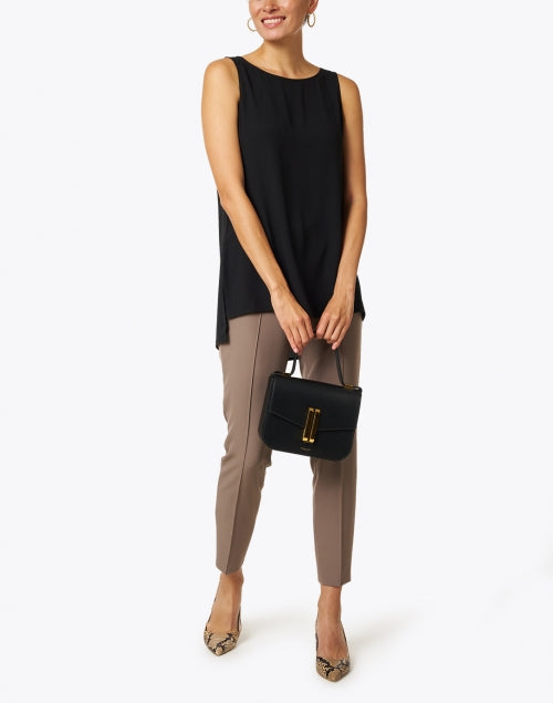 Elegant Black Silk Georgette Crepe Essential Shell Top for Layering
