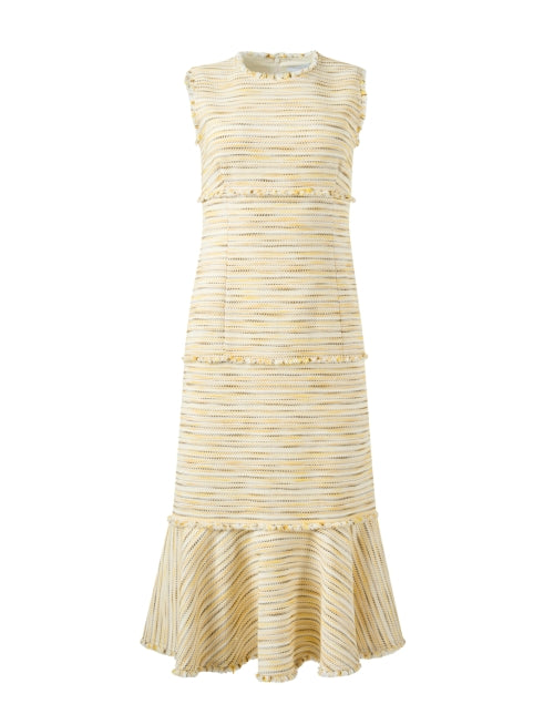 Santorelli's Andi Women's Chamomile Yellow and Ivory Tonal Tweed Sheath Party Dress