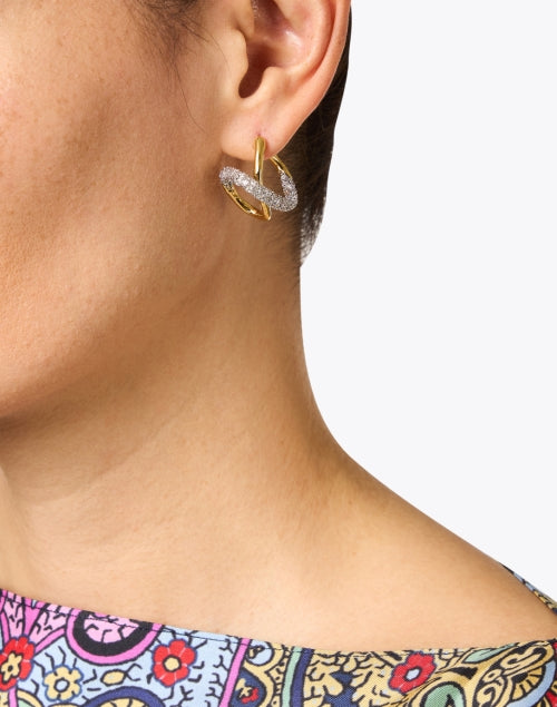 Exquisite Solanales 14k Gold - Plated Brass Infinity Twist Sparkling Crystal Earrings