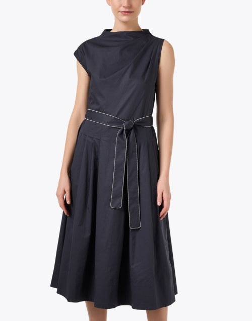Navy Blue Asymmetrical Women's Fashion Dress