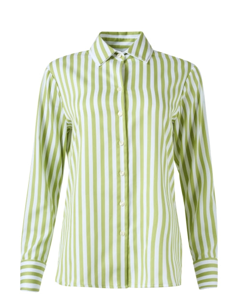 Stylish Green and White Striped 100% Cotton Margot Top for Sunny Days