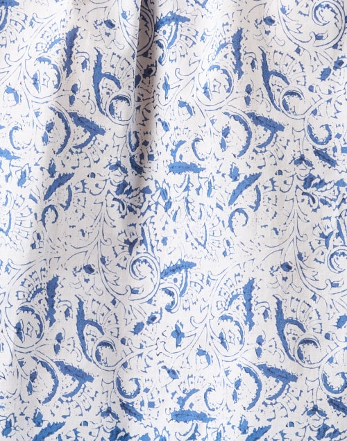 Meg Brand Blue and White Printed Cotton Button-Front Women's Top