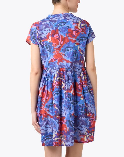 Feloi Lightweight Blue and Red Multi - Print Feminine Dress