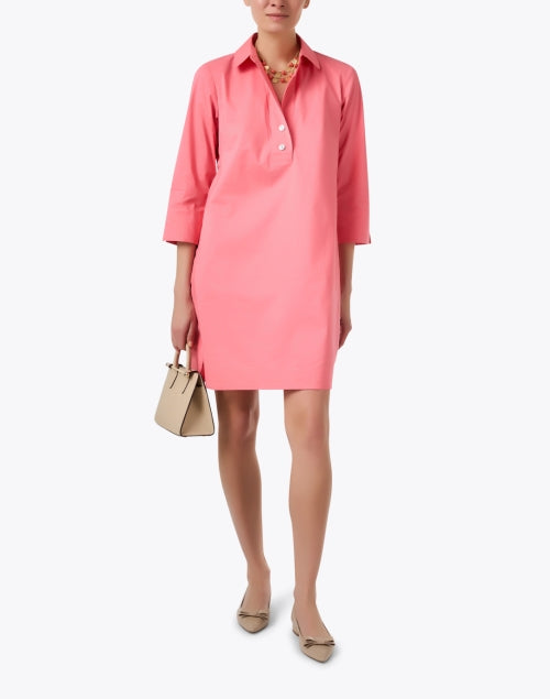 Aileen Women's Pink Cotton Blend Stretch Shirt Dress for Casual Wear
