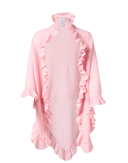 Pink Luxury Cashmere Signature Ruffled Shawl for Fashionable Women