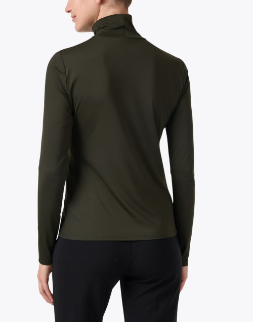 Stylish St. John Cypress Green Slim - Fit Turtleneck Jersey Top