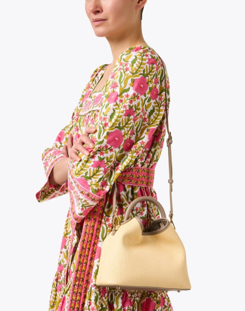 Stylish Elleme Baozi Tan Raffia and Leather Fashion Handbag for Women