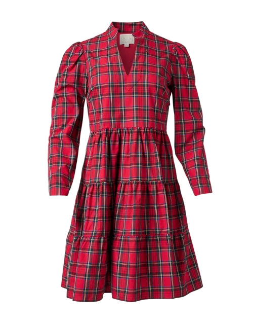 Stylish Red Multi Checkered Tunic-style Women's Dress