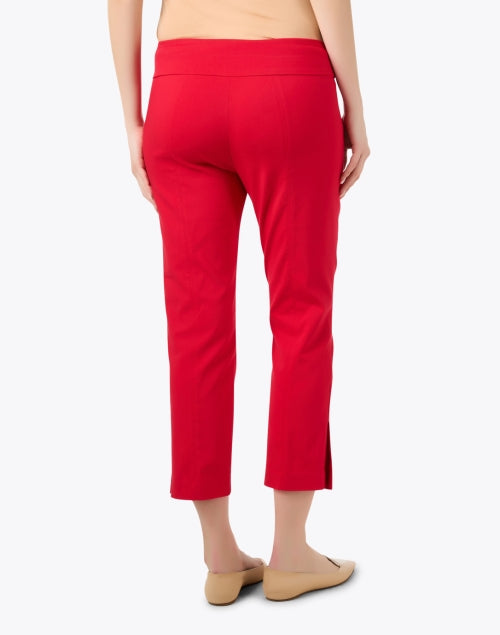 Stylish Red Stretchable Cropped Pull - on Pants for Women