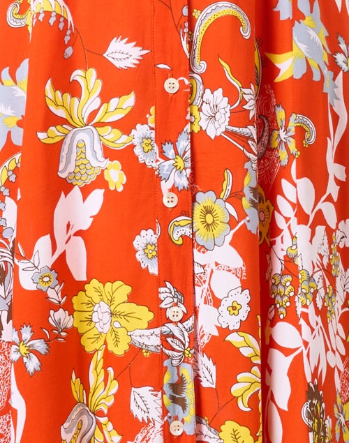 Chic Princess Orange Floral Print Maxi Shirt Dress