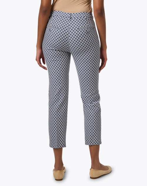 Navy Printed Odile Women's Tapered Cotton Stretch Blend Trouser for Fashionable Wardrobe