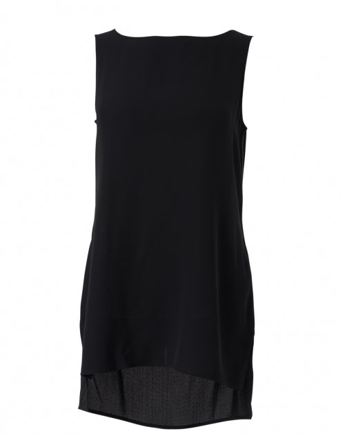 Elegant Black Silk Georgette Crepe Essential Shell Top for Layering