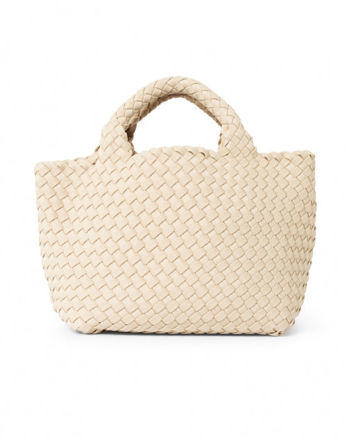St. Barths Small-Sized Solid Ecru-Colored Woven Women's Handbag for City Life