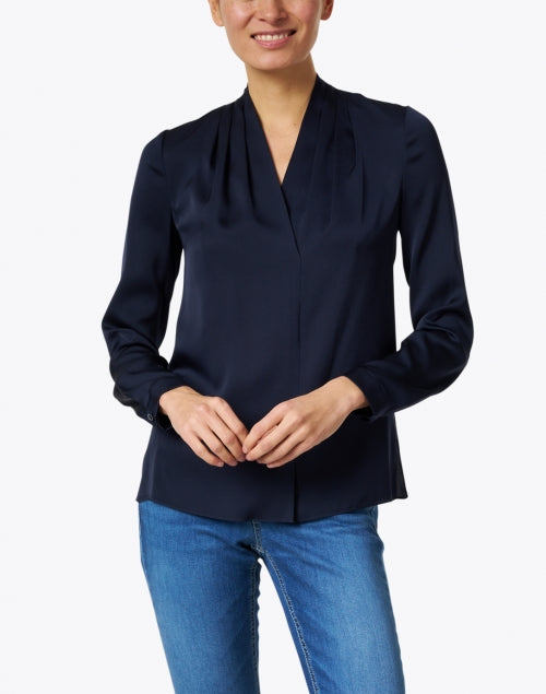 Nellie Stretch Silk Georgette Blouse in Midnight Blue
