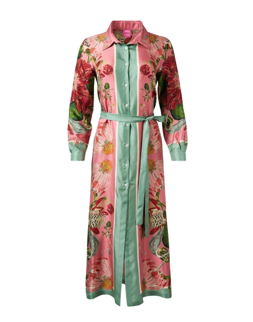 Stylish Multi Floral Silk Women's Shirt Dress for New Season