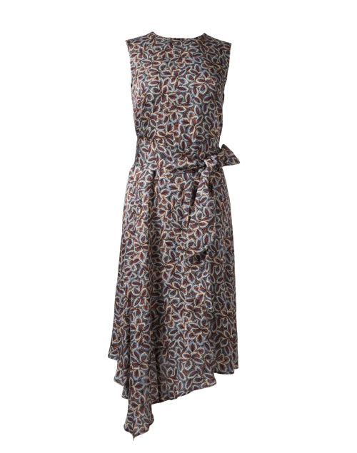 Elegant Cecilia Dress with Multi - Floral Print and Asymmetrical Hem