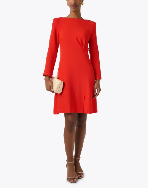 Stylish Vale Red Wool Crepe Women's Dress for Elegant Occasions