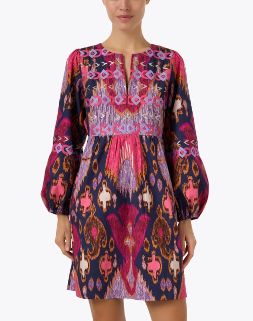 Stylish Lucie Multi-Colored Ikat Print Women's Cotton Dress
