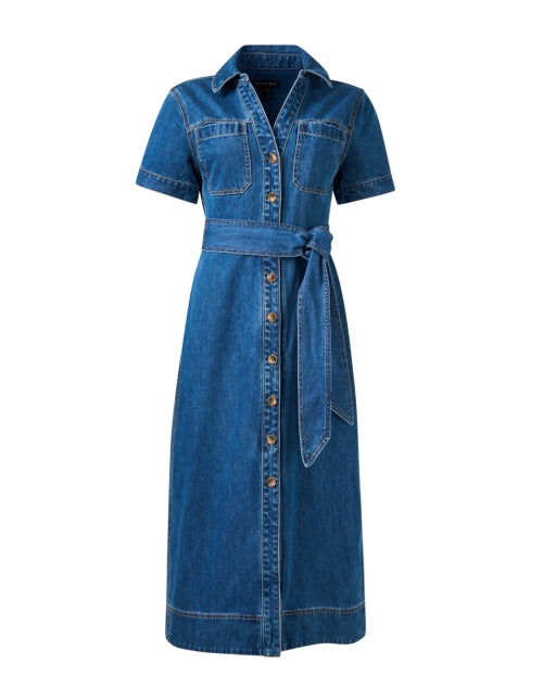 Stylish Blue Tabby Denim Shirt Dress for Women