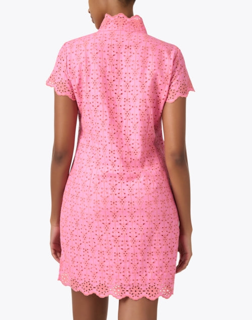 Pink Eyelet Women's Tunic Style Dress for Transitional Seasons
