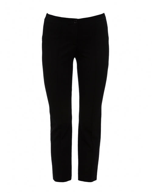 Stylish Black Ponte Straight-Leg Cropped Pants with Elastic Waist