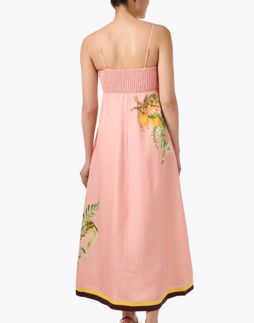 Gorgeous Pink Botanical Print 100% Linen A-Line Dress