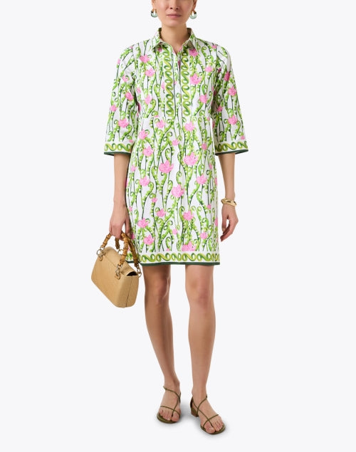 Stylish Pink and Green Floral Shift Dress for New Season