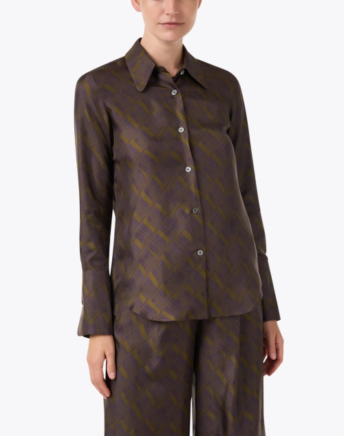 Stylish Geometric Print 100% Silk Multi - Wear Shirt