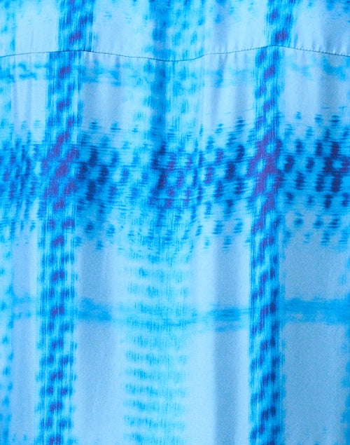 Oversized 100% Silk Dress with Blue Check Print for New Season