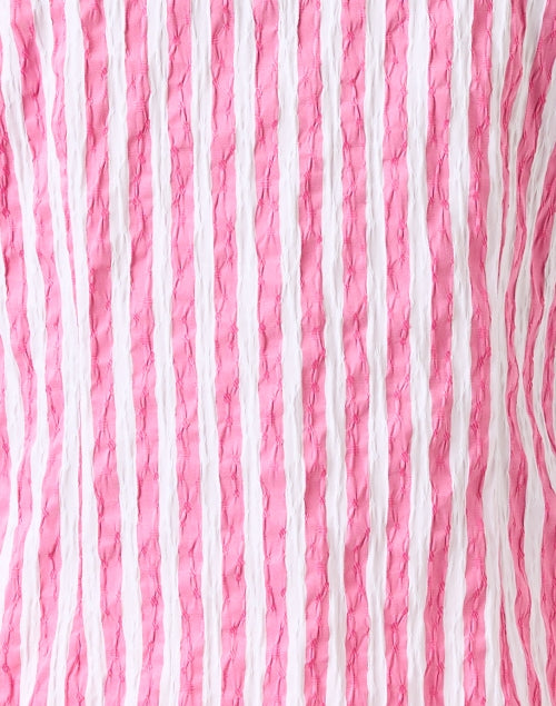 Stylish Pink and White Striped Stretch Cotton Blend Blouse
