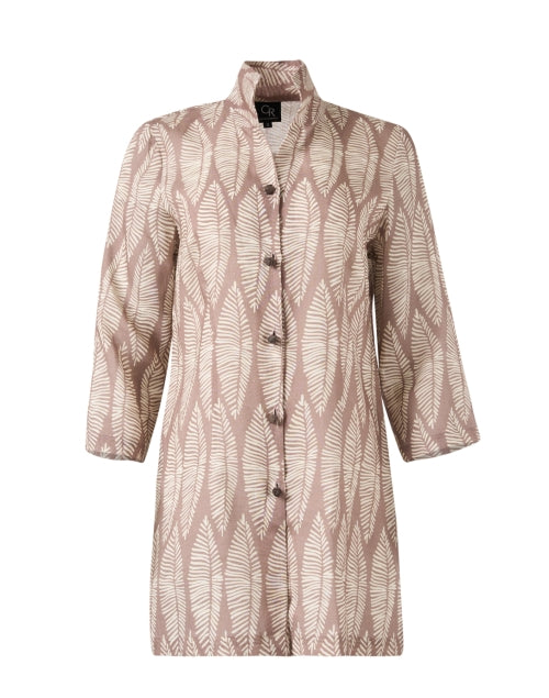 Rita Brown Fashionable Leaf-Patterned Linen Jacket for Special Occasions