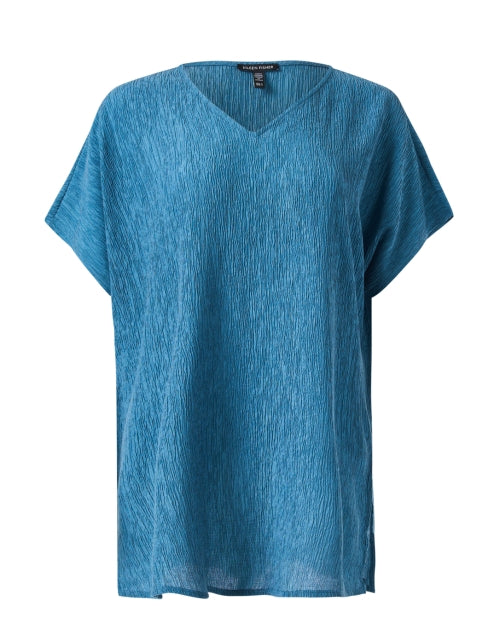 Elegant Cascade-style Lightweight Blue Plisse Top for Effortless Fashion