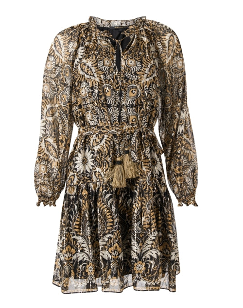 Stylish Kaye Black Dress with Multiple Prints and Feminine Details