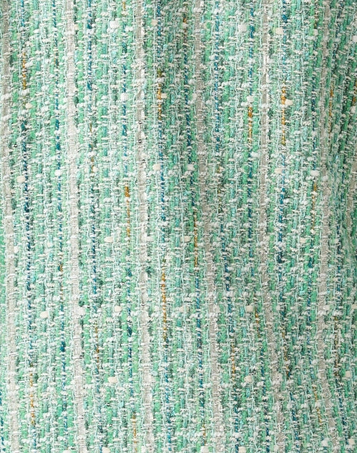 Spring-Forward Green Multi-Pattern Tweed Collarless Jacket