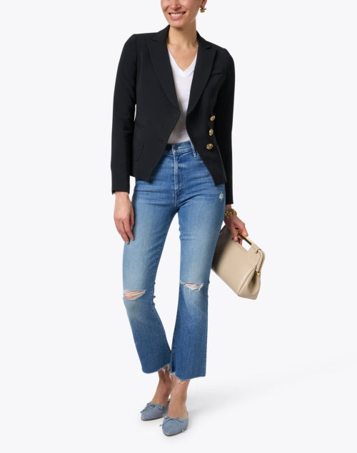 Black Stretchable Wrap-style Blazer for Fashionable Wear
