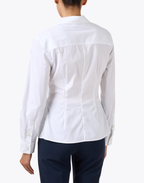 Savile Crisp Stretch Cotton White Ruched Button - Down Shirt