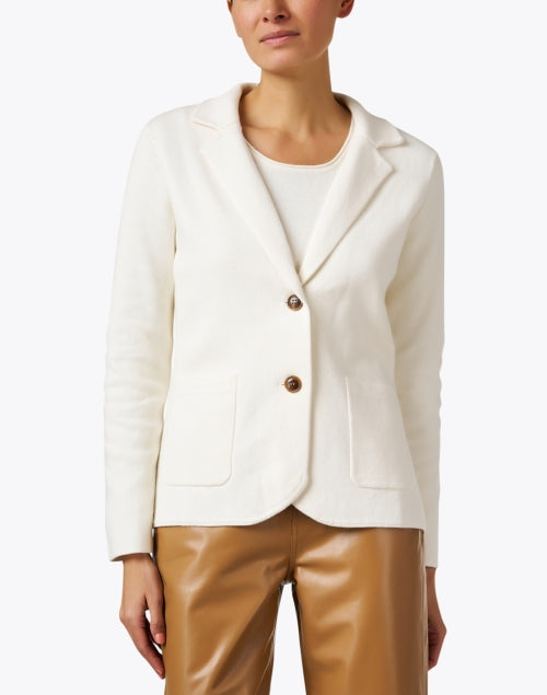 Stylish Milly White Cotton Cashmere Blend Knit Women's Blazer