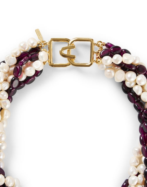 Multi - Strand Amethyst and Pearl Beaded Necklace by Kenneth Jay Lane