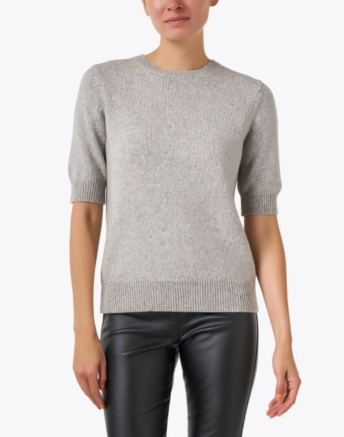 Elegant Grey Quarter - Sleeve Knit Sweater for Versatile Styling