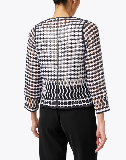 Stylish Navy and White Woven Cotton Open-Front Layering Jacket